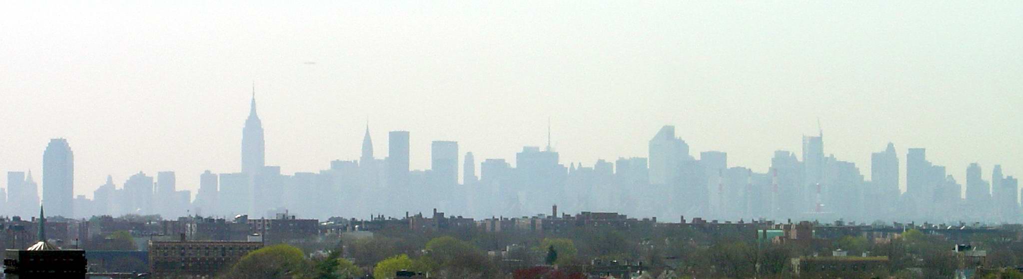 Manhattan's skyline as seen from the distance of the Shea Stadium (about 8 miles away)